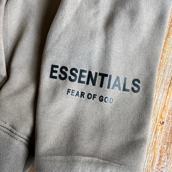 Essentials Taupe Hoodie with Black Logo - Picture 3 of 6
